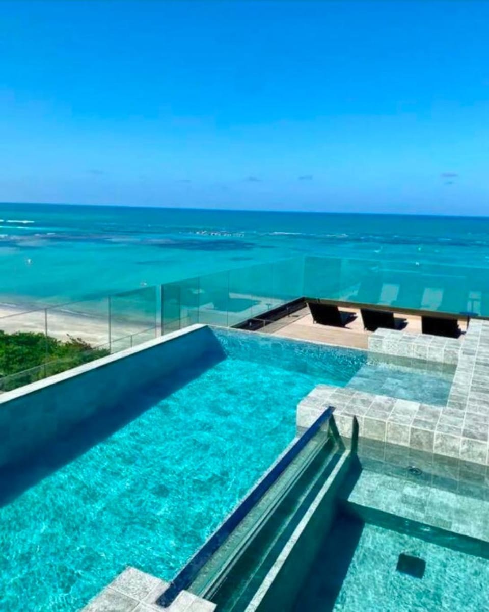 Pool view, Sea view, sunbed