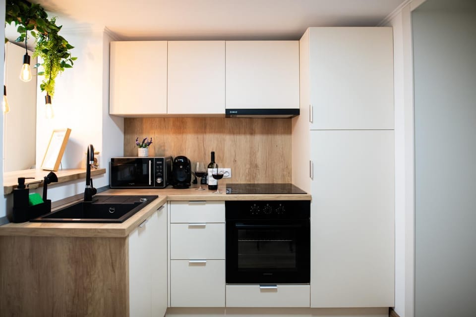 Coffee/tea facilities, Kitchen or kitchenette, oven, stove
