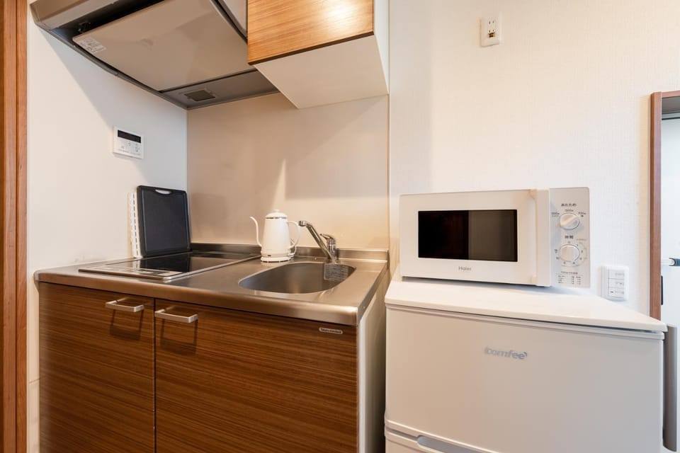 Kitchen or kitchenette, stove
