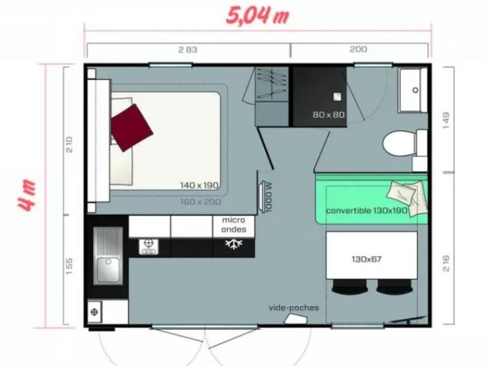 Mobil-home 2 personnes avec terrasse - API-1-52-1406 Campground/ 
RV Resort in Auvergne-Rhône-Alpes