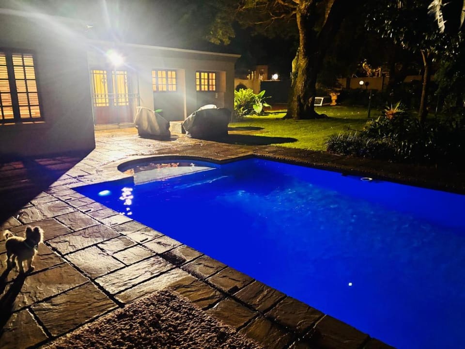 Night, Pool view, Swimming pool, sunbed