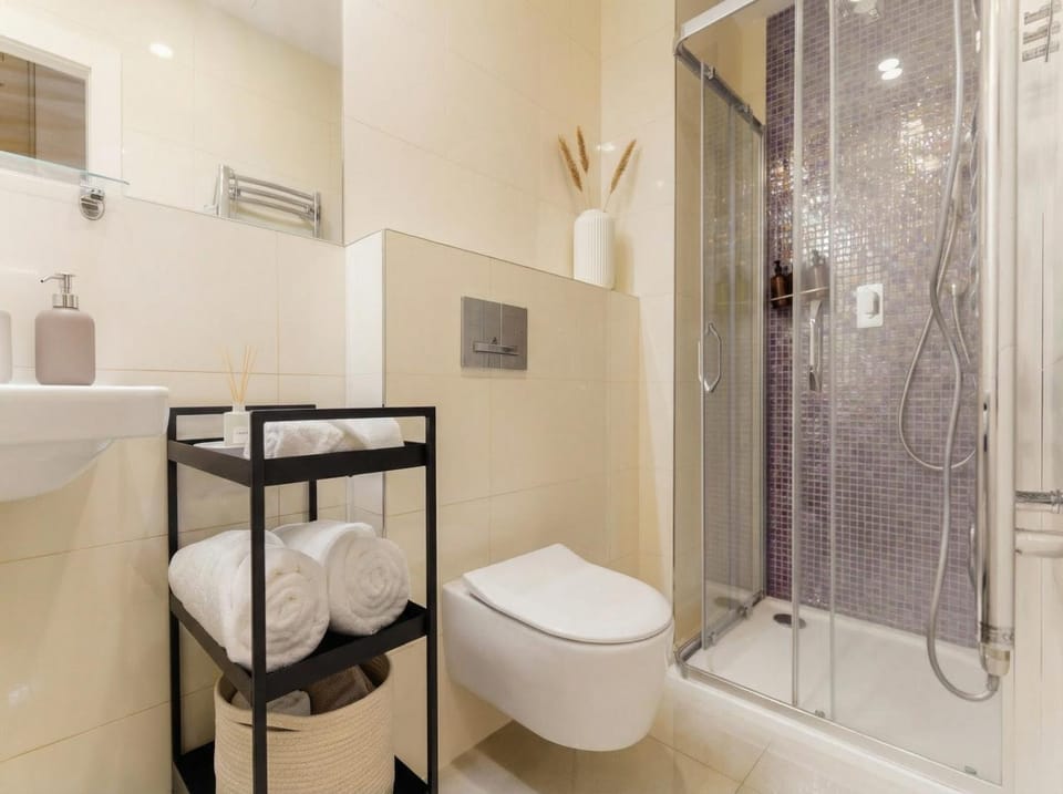 Shower, Toilet, Bathroom, flat iron, towels
