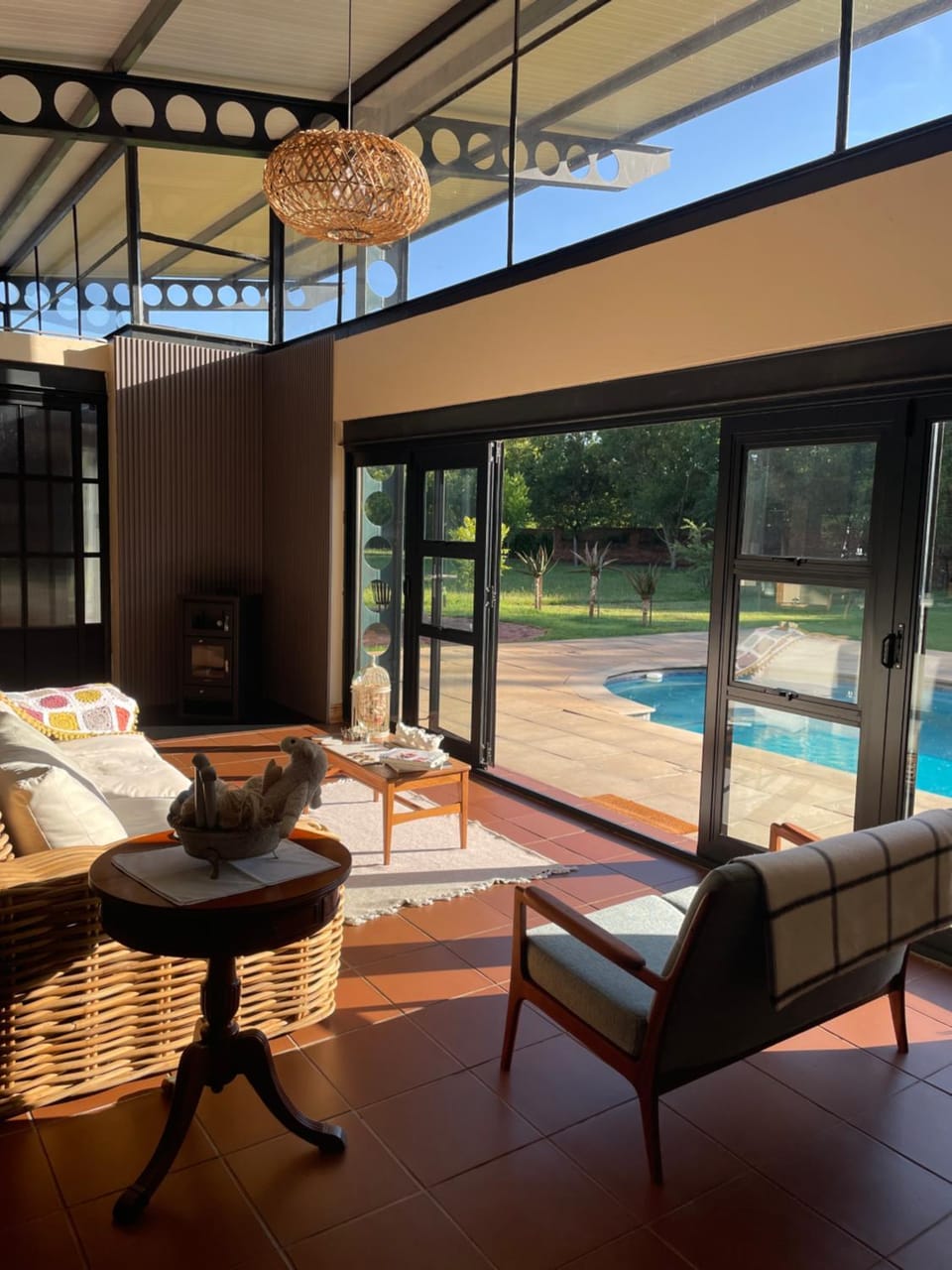 Living room, Pool view, Swimming pool