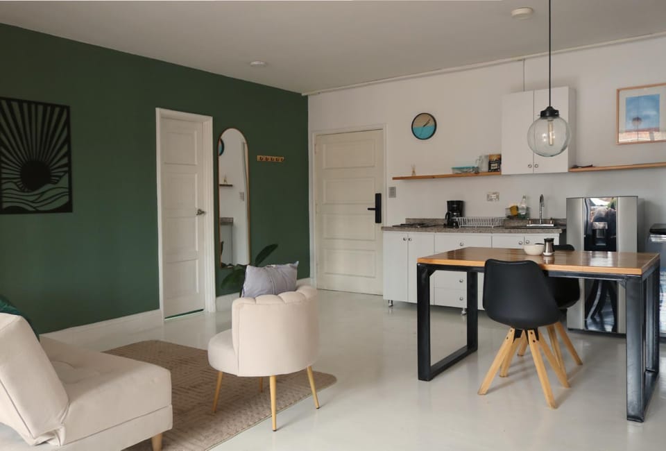 Living room, kitchen