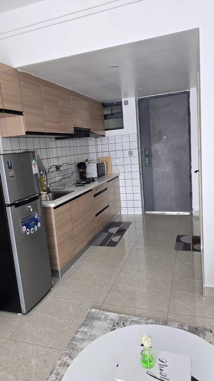 Kitchen or kitchenette, stove