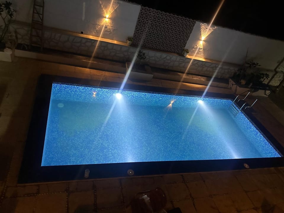 Night, Pool view, Swimming pool