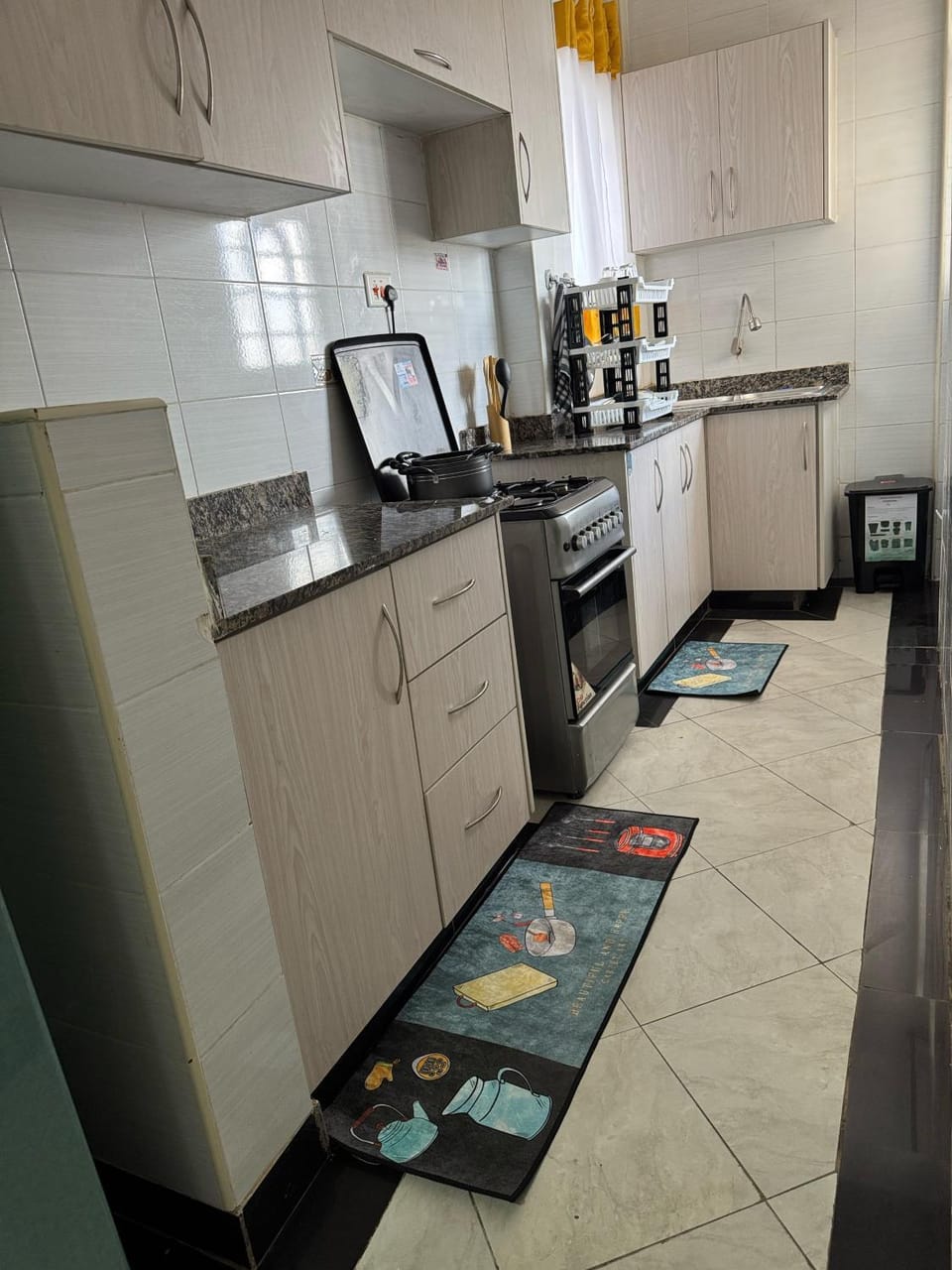 Kitchen or kitchenette, stove