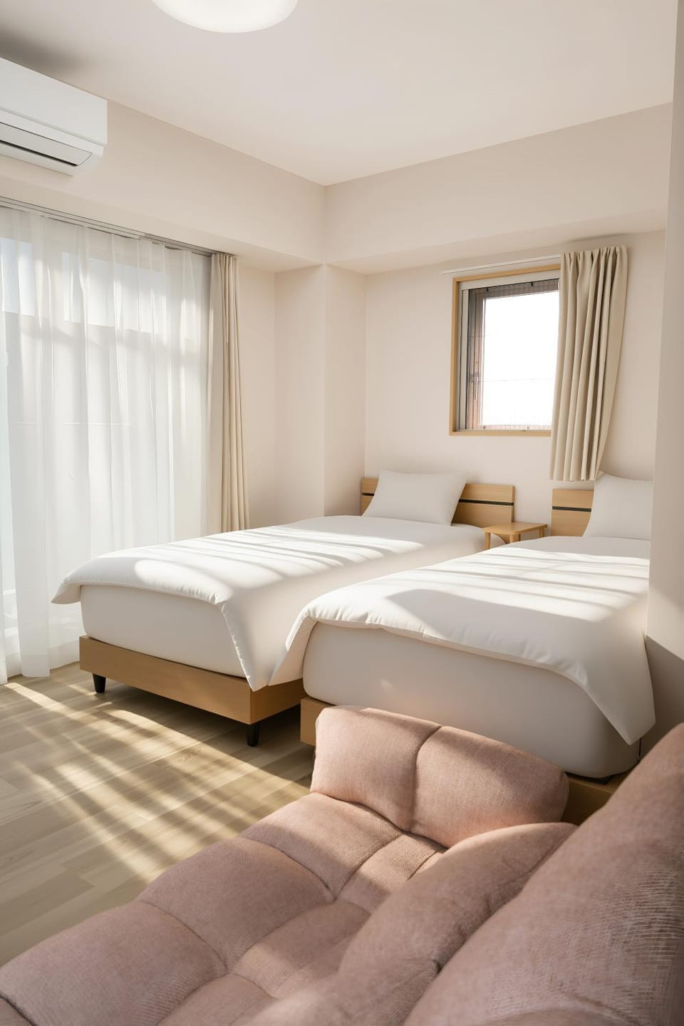 Bed, Photo of the whole room, Bedroom, air conditioner