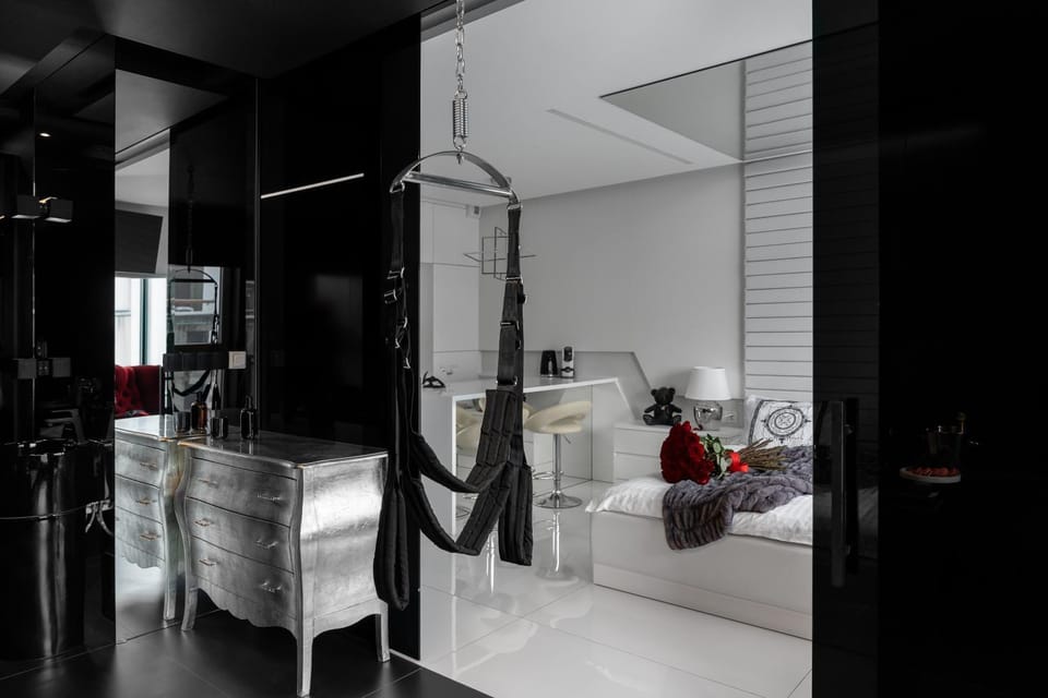 Kitchen or kitchenette, Living room, Seating area, Bedroom