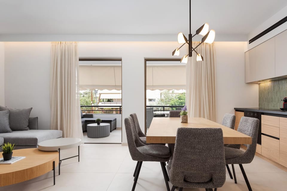 Kitchen or kitchenette, Living room, Dining area