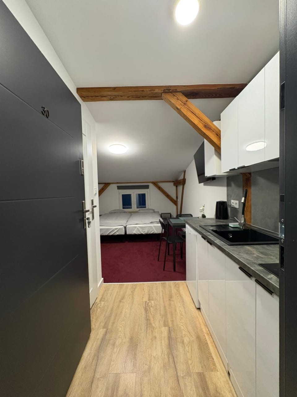 Bed, Kitchen or kitchenette, Photo of the whole room, oven, stove