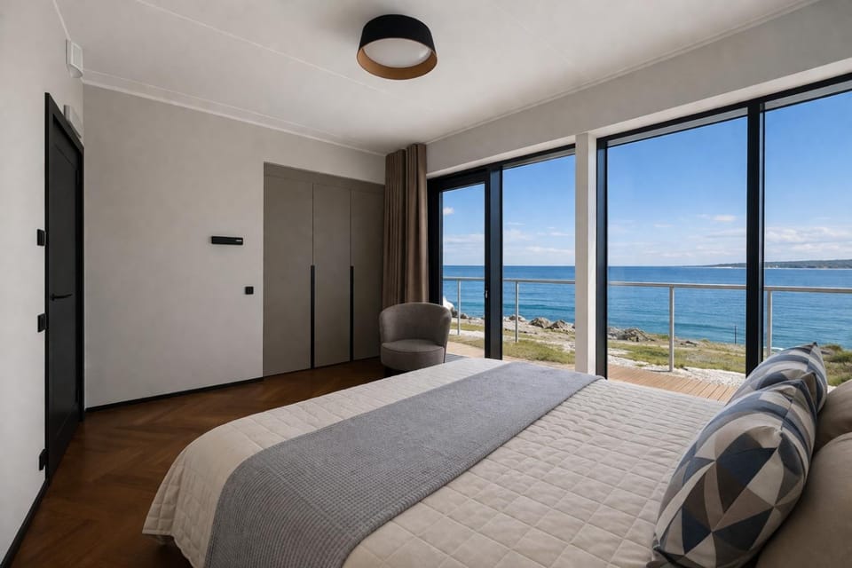 Bed, Bedroom, Sea view, wardrobe