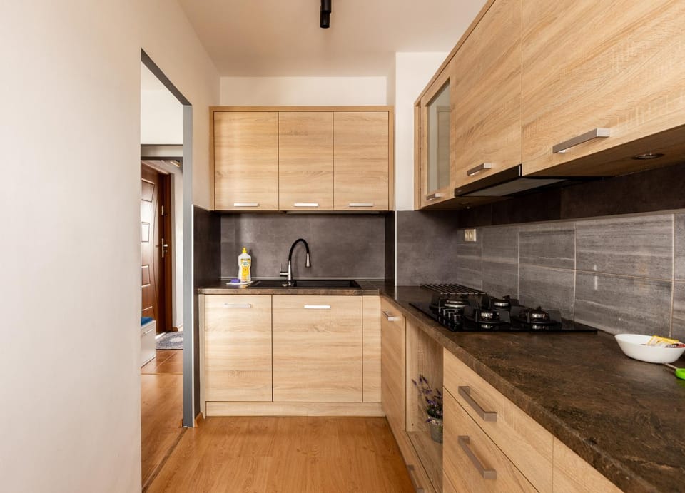 Kitchen or kitchenette, oven