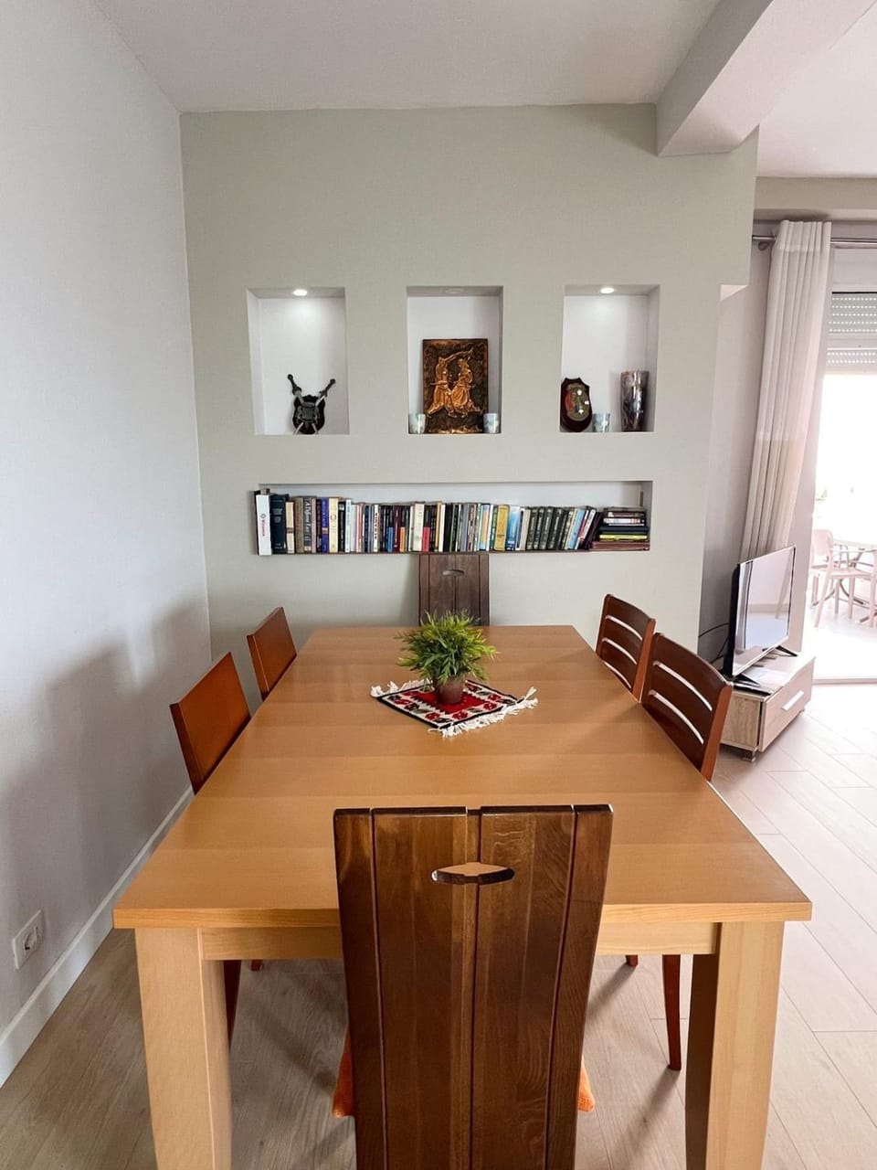 Library, Living room, Seating area, Dining area