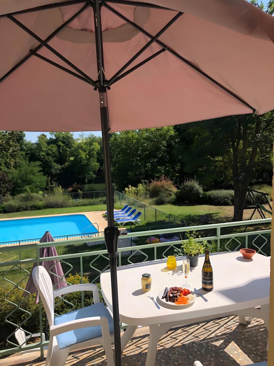 Property building, Living room, Swimming pool