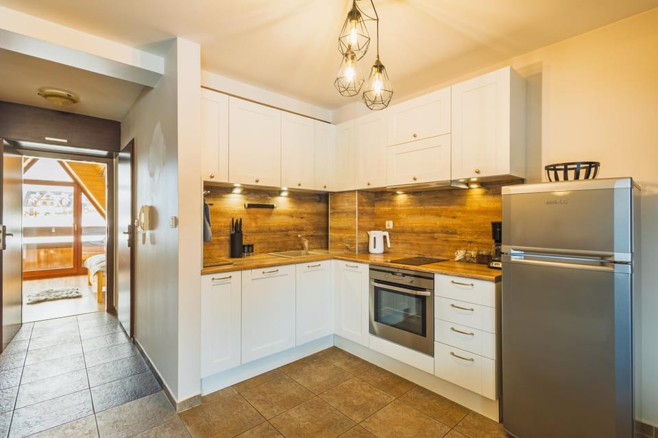 Kitchen or kitchenette, dishwasher, oven, stove