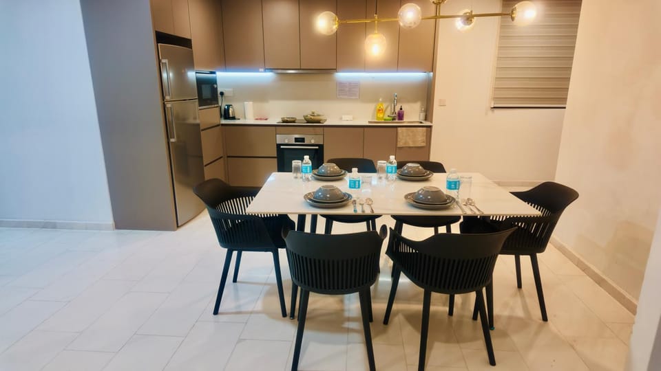 Living room, Seating area, Dining area, oven, stove, toaster