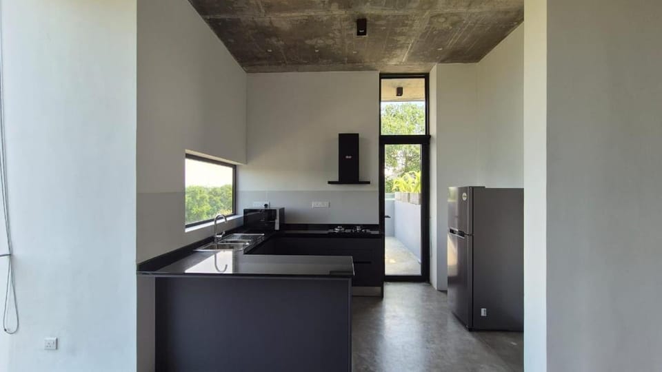 Kitchen or kitchenette, oven, stove