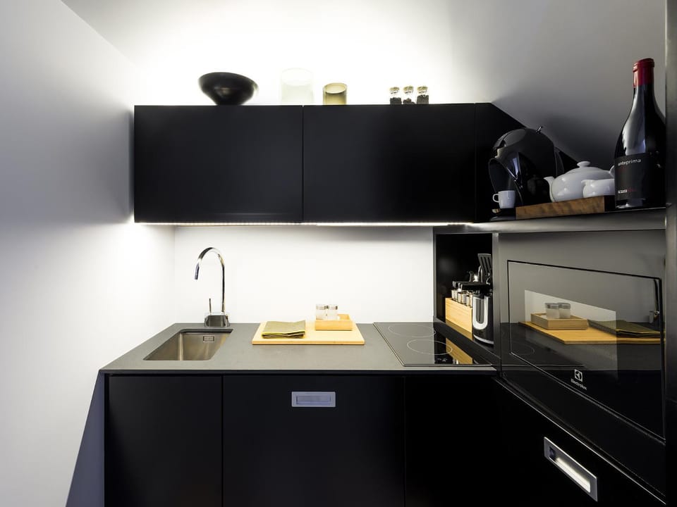 Kitchen or kitchenette, stove