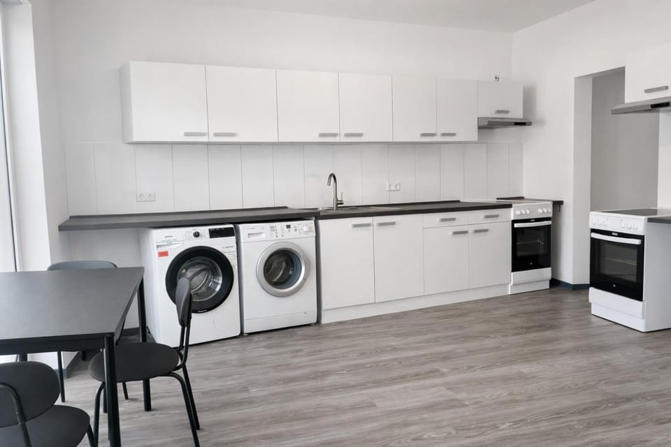 stove, washing machine, washing machine, kitchen