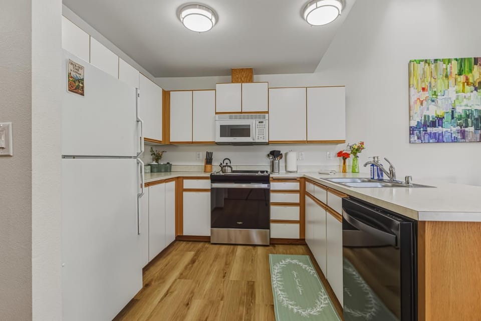 Kitchen or kitchenette, dishwasher, oven, stove, toaster