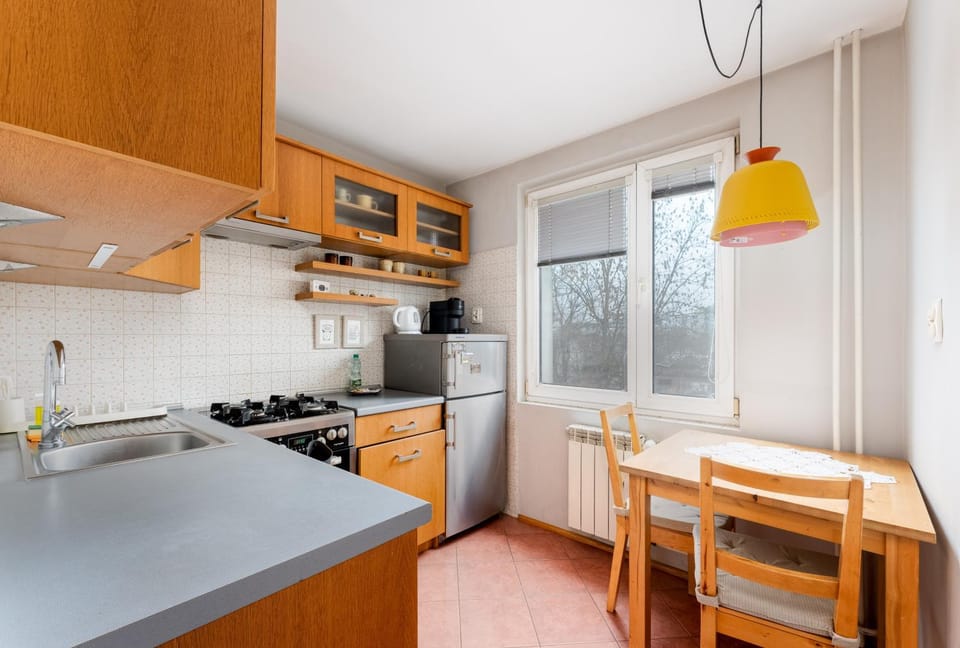 Kitchen or kitchenette, oven
