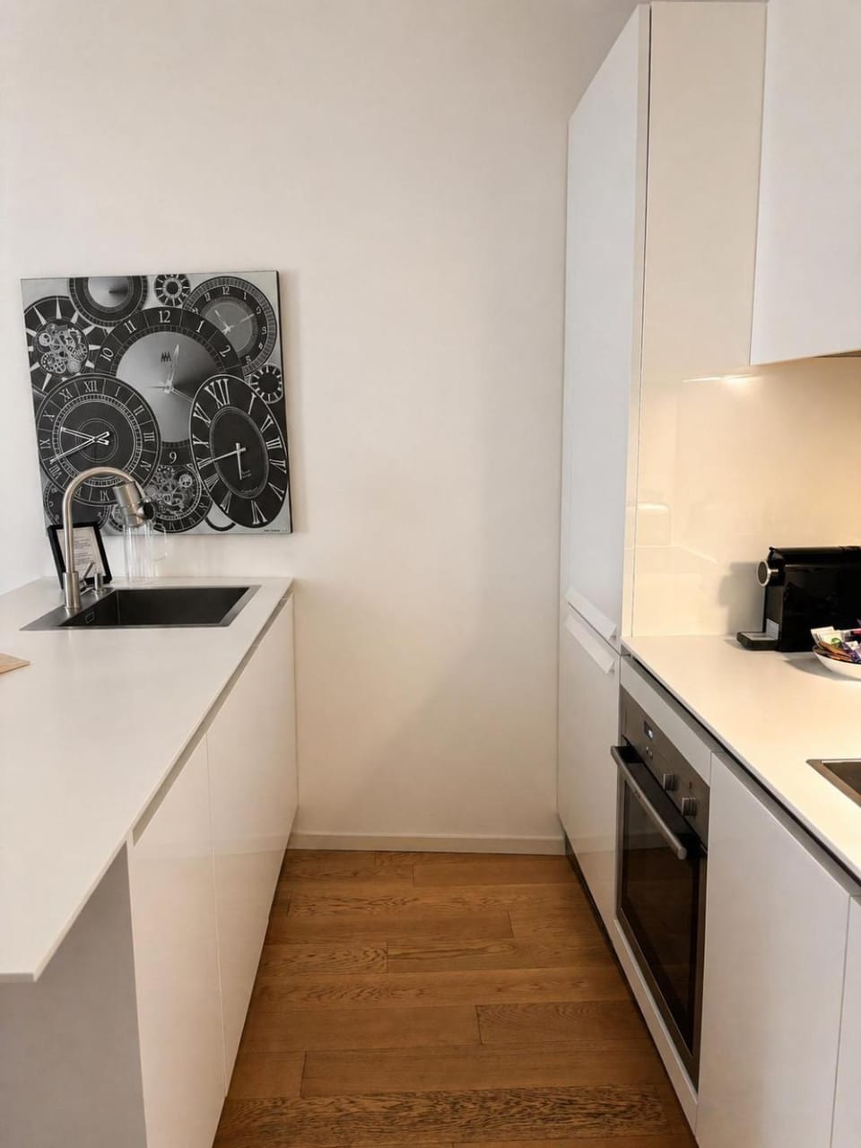 Kitchen or kitchenette, oven, stove, toaster