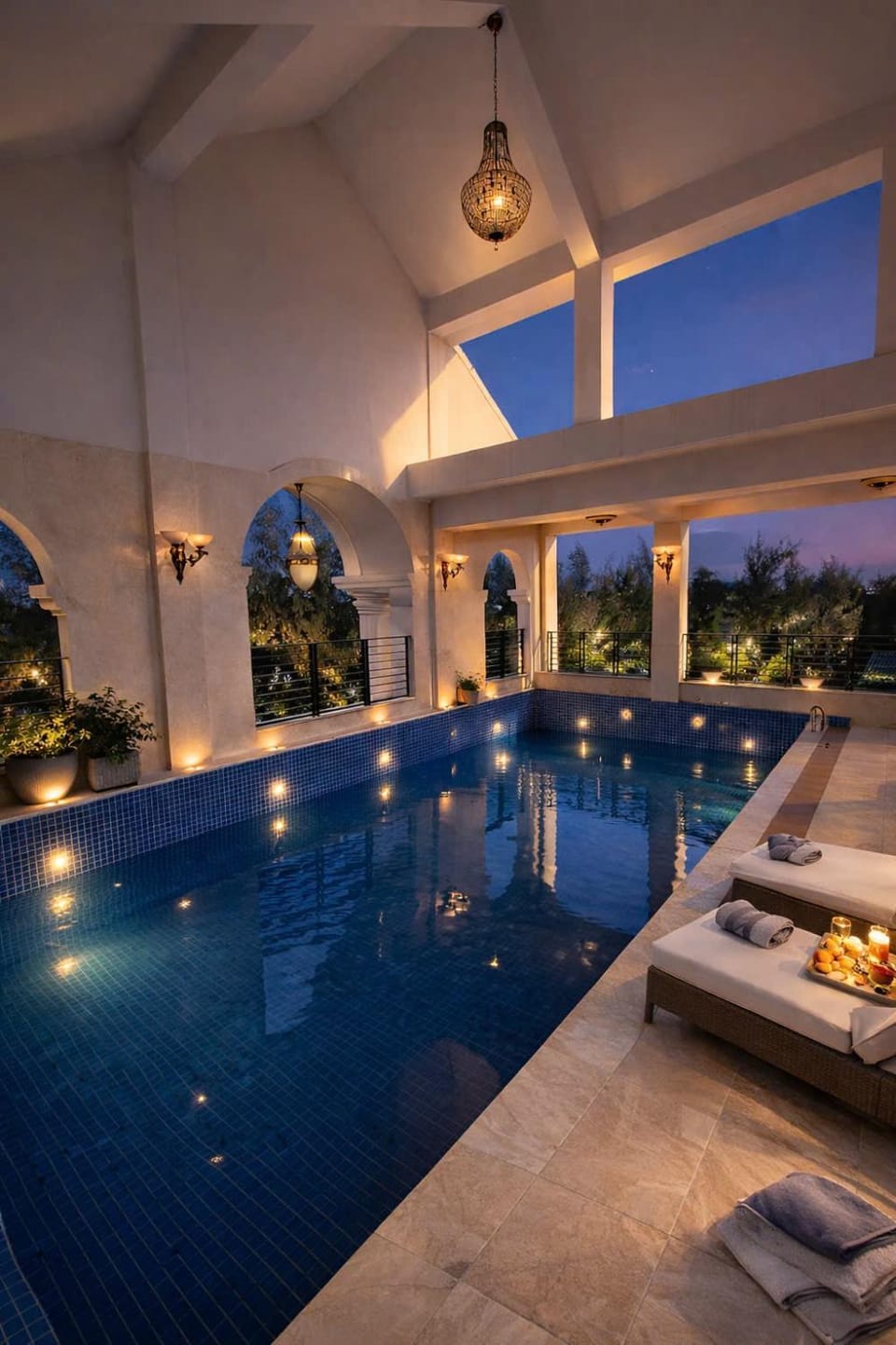 Night, Natural landscape, Hot Tub, Pool view, Swimming pool, Swimming pool