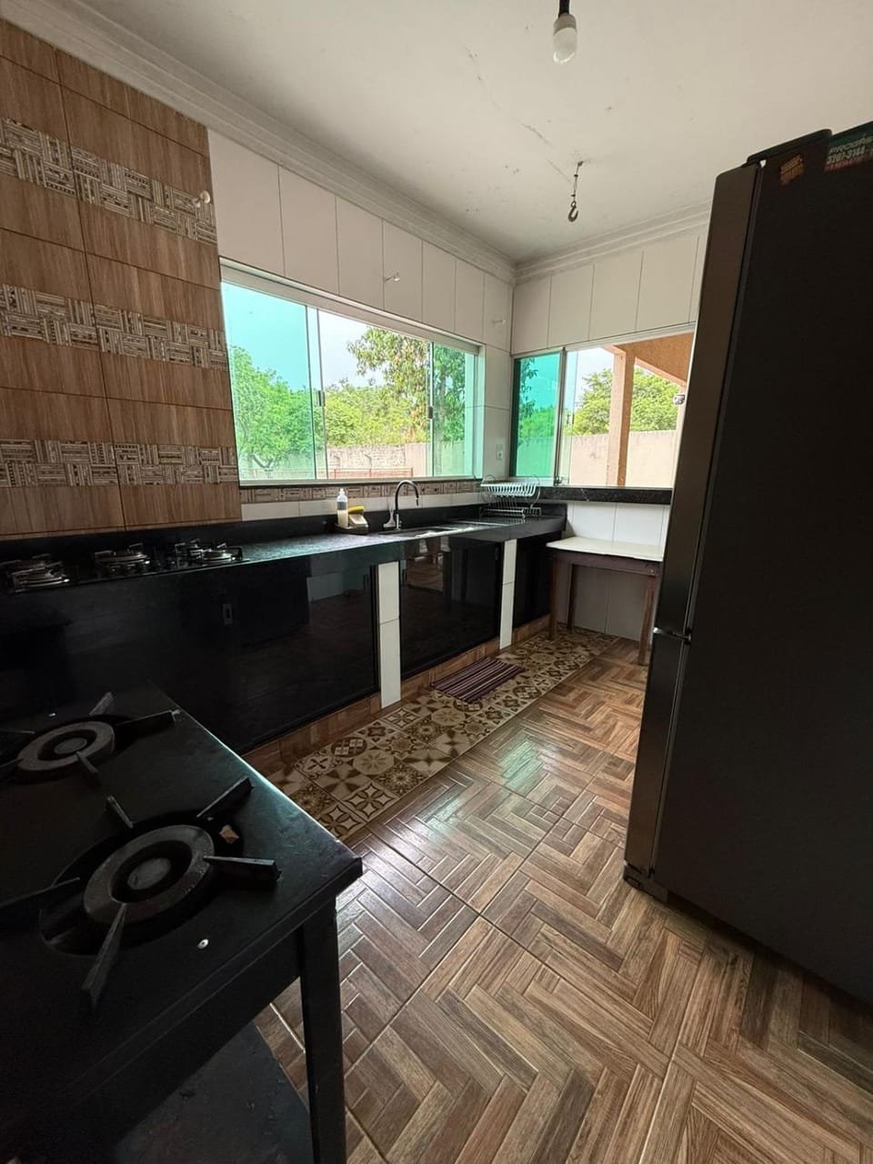 Kitchen or kitchenette, stove