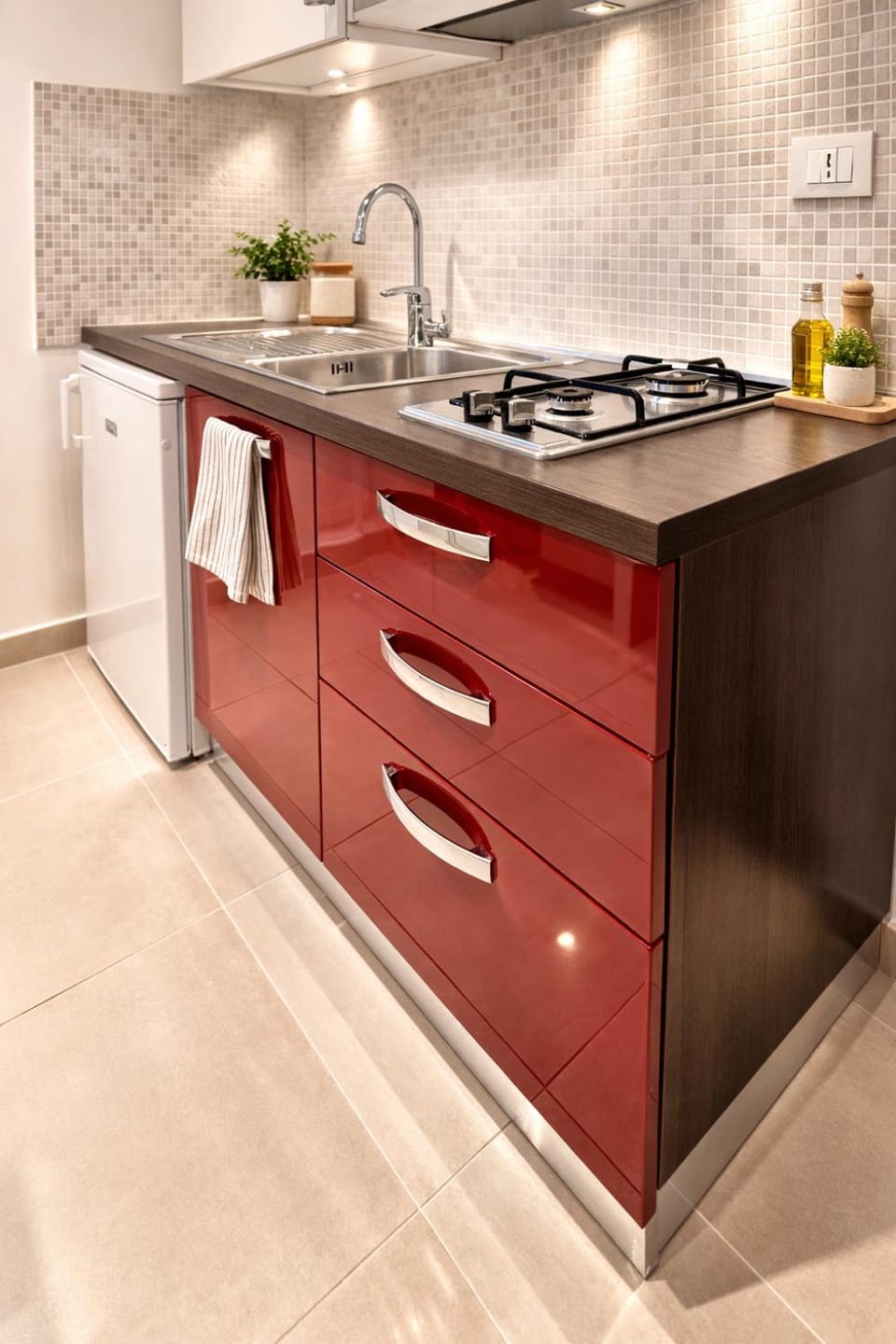 Kitchen or kitchenette, oven, stove