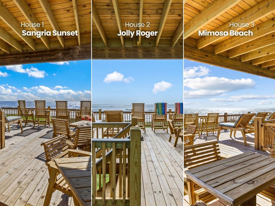 3 Beachfront Homes | 15BR Retreat for 54 Guests House in Bolivar Peninsula