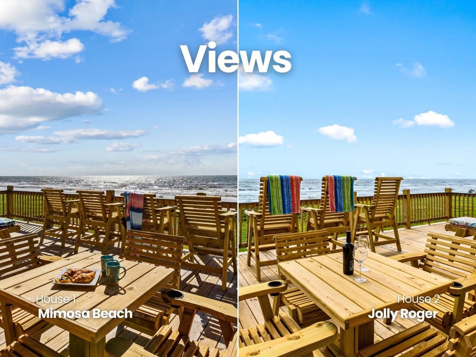 Beachfront 10BR Escape | 2 Homes, Decks & Game Room House in Bolivar Peninsula