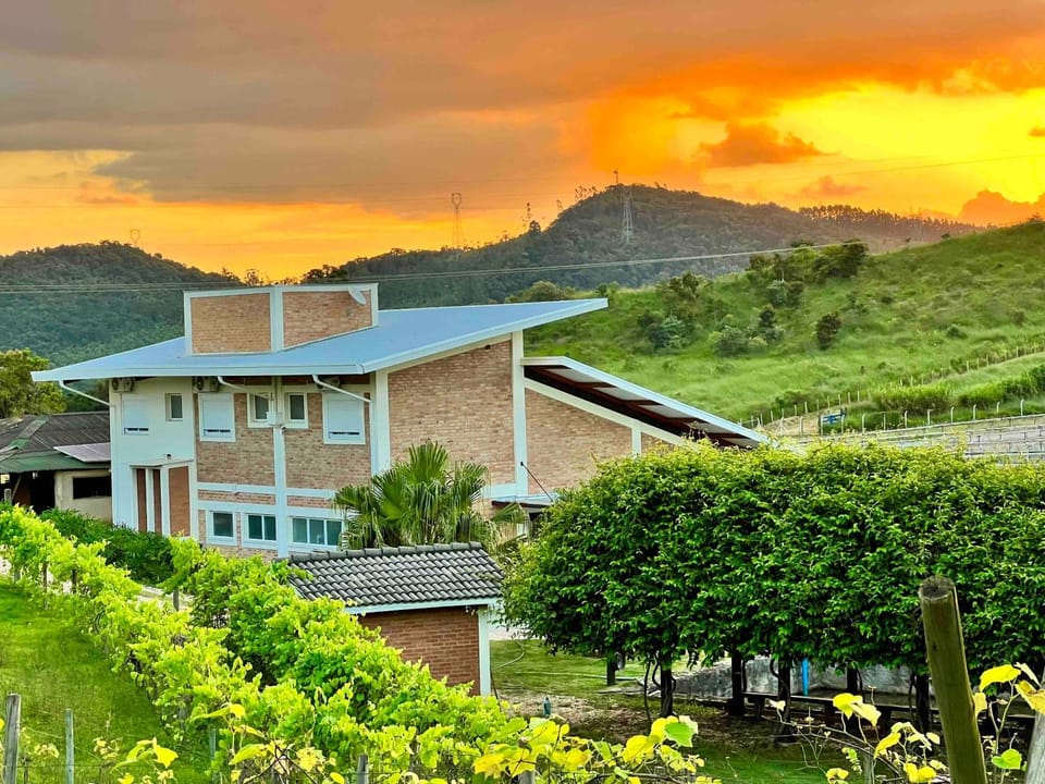 Property building, Natural landscape, Garden, Mountain view, Sunset
