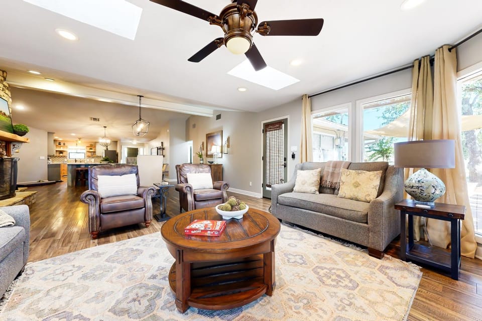 Spacious dog-friendly home settled on a serene property with wrap-around porch House in Wimberley