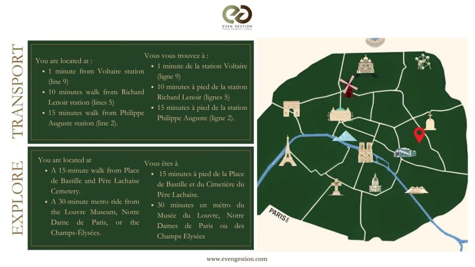 Appart#1Chambre#bailmobilité#Voltaire#Bastille Apartment in Paris