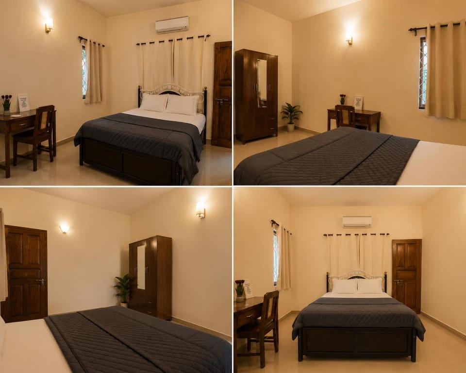 Bed, Photo of the whole room, Bedroom, wardrobe, air conditioner