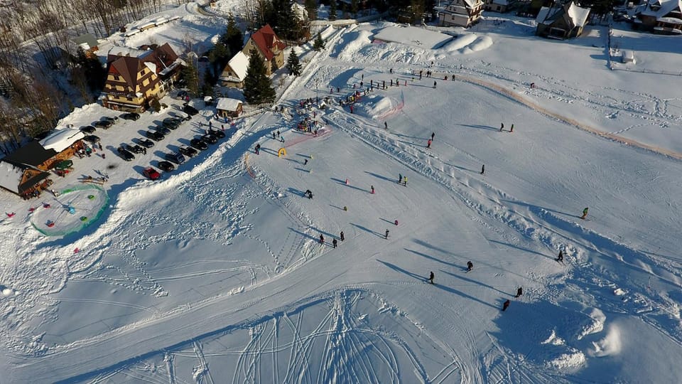 Bird's eye view, Winter, Skiing