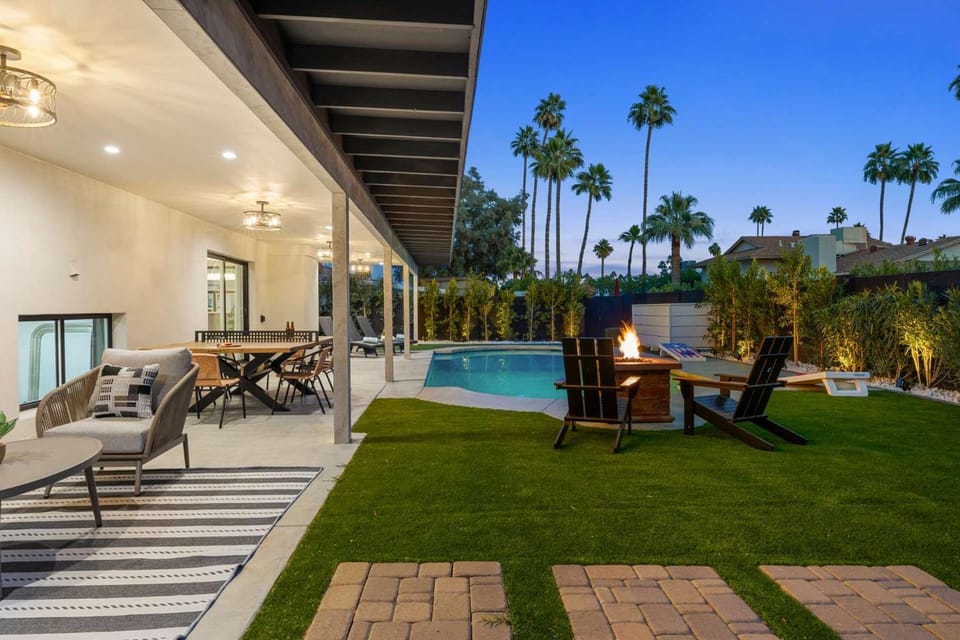 Valley View Chic Design with Pool Grille Firepit House in Scottsdale