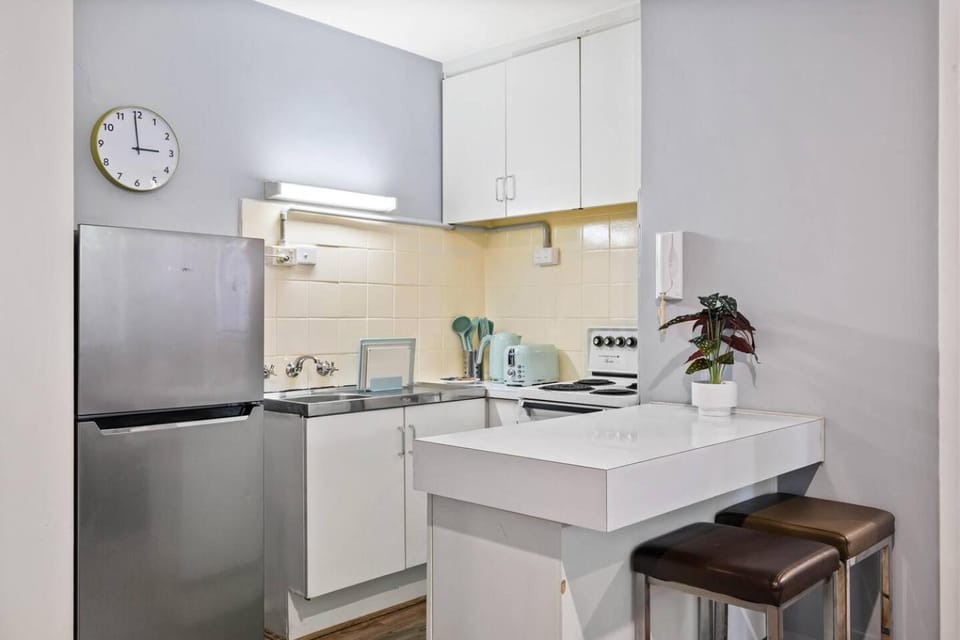 Kitchen or kitchenette, oven, stove, toaster