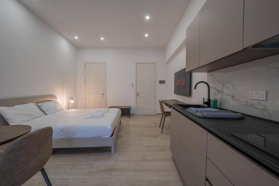 Bed, TV and multimedia, Kitchen or kitchenette, Photo of the whole room, Bedroom, stove