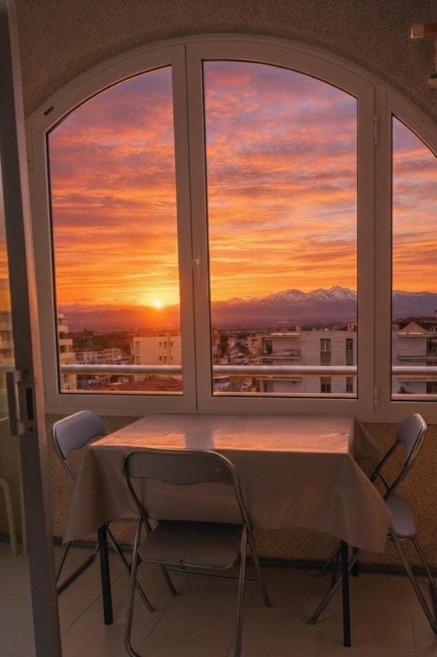 View (from property/room), Balcony/Terrace, Mountain view, Sunset