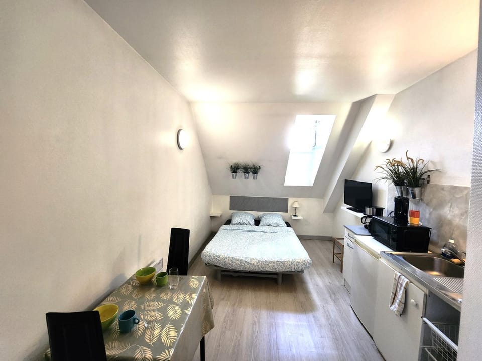 Kitchen or kitchenette, Living room, Seating area, Bedroom