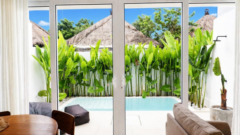 Garden, Living room, Seating area, Pool view