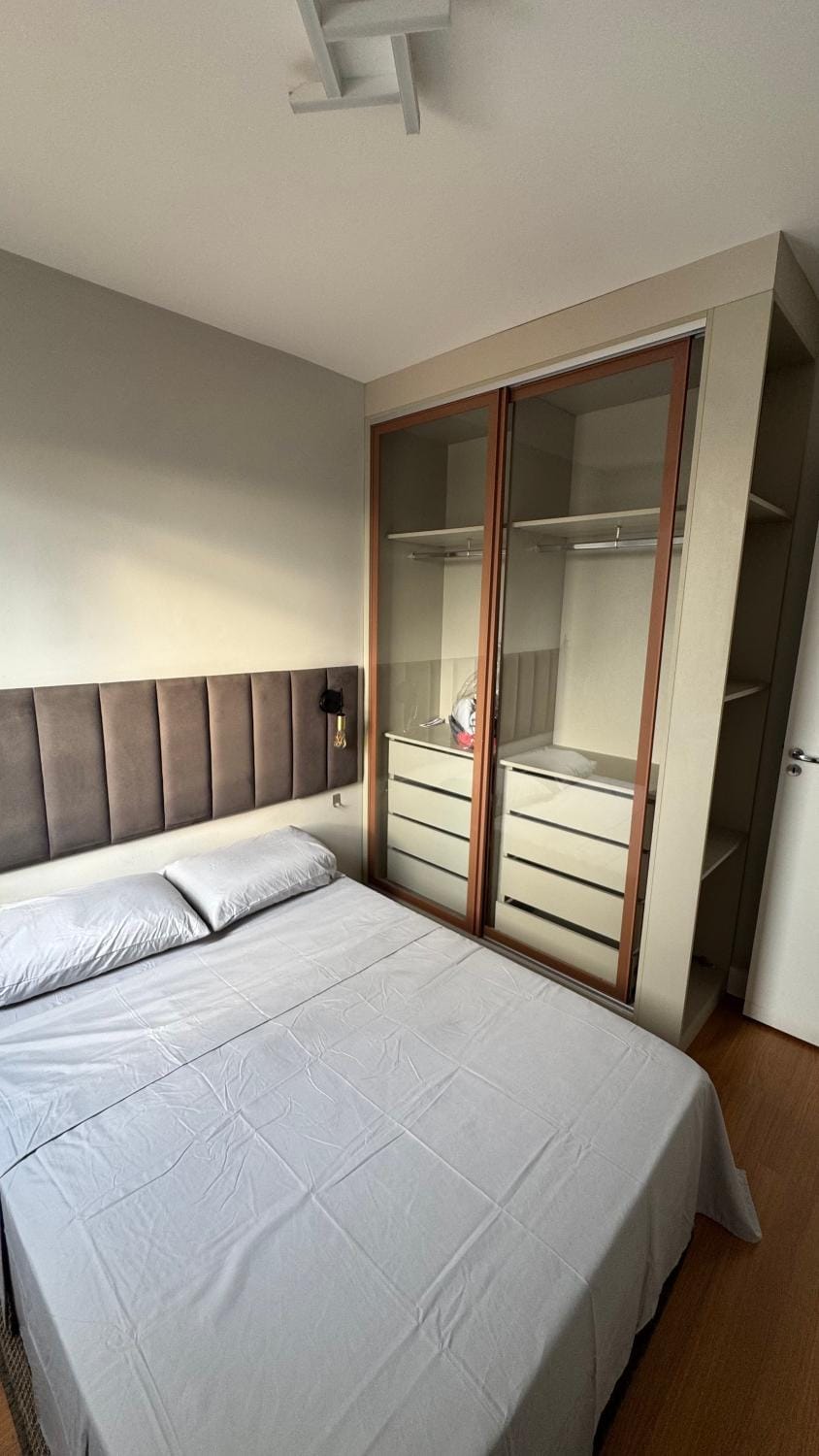 Bed, wardrobe
