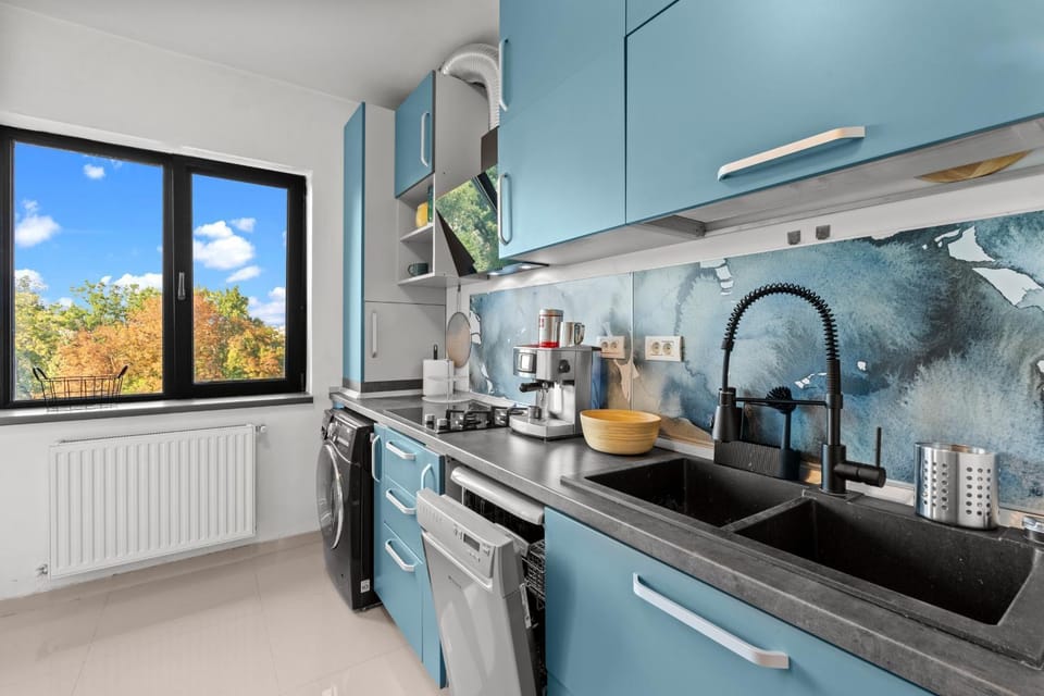 Coffee/tea facilities, Kitchen or kitchenette, dishwasher, stove, toaster