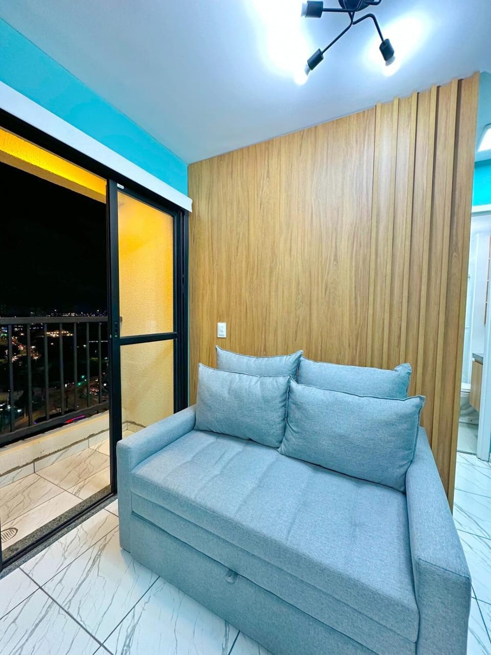 Night, Living room, Seating area