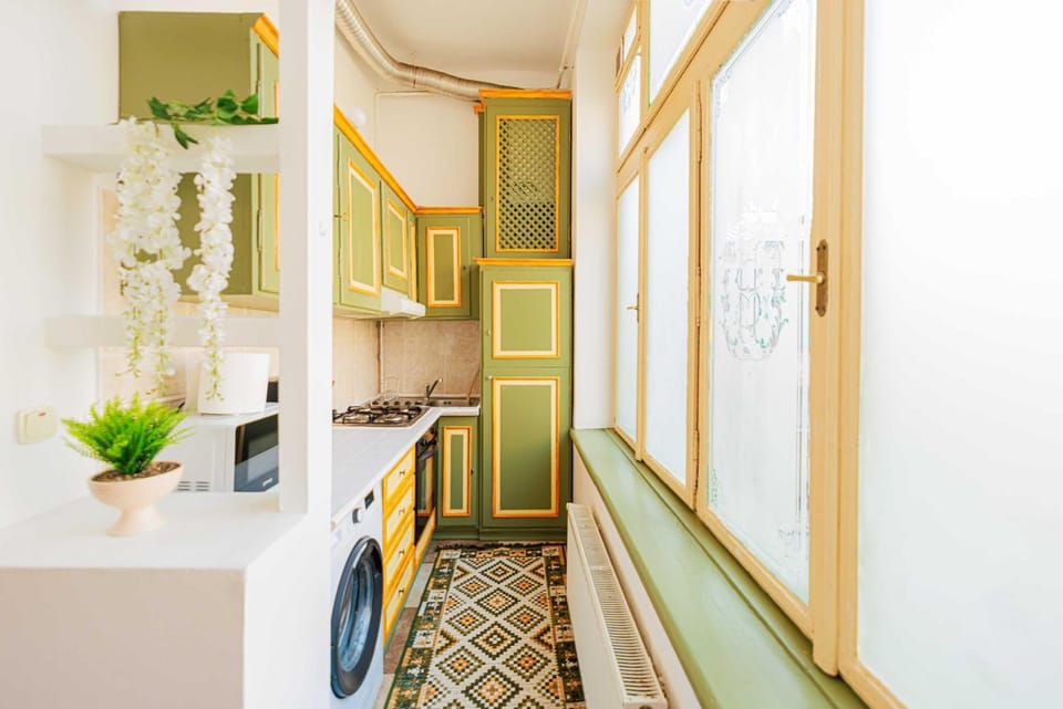 Coffee/tea facilities, microwave, oven, stove, washing machine, kitchen