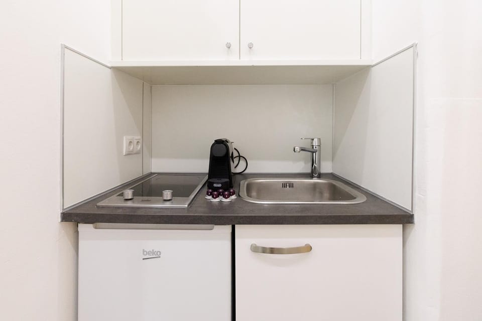 Kitchen or kitchenette, stove