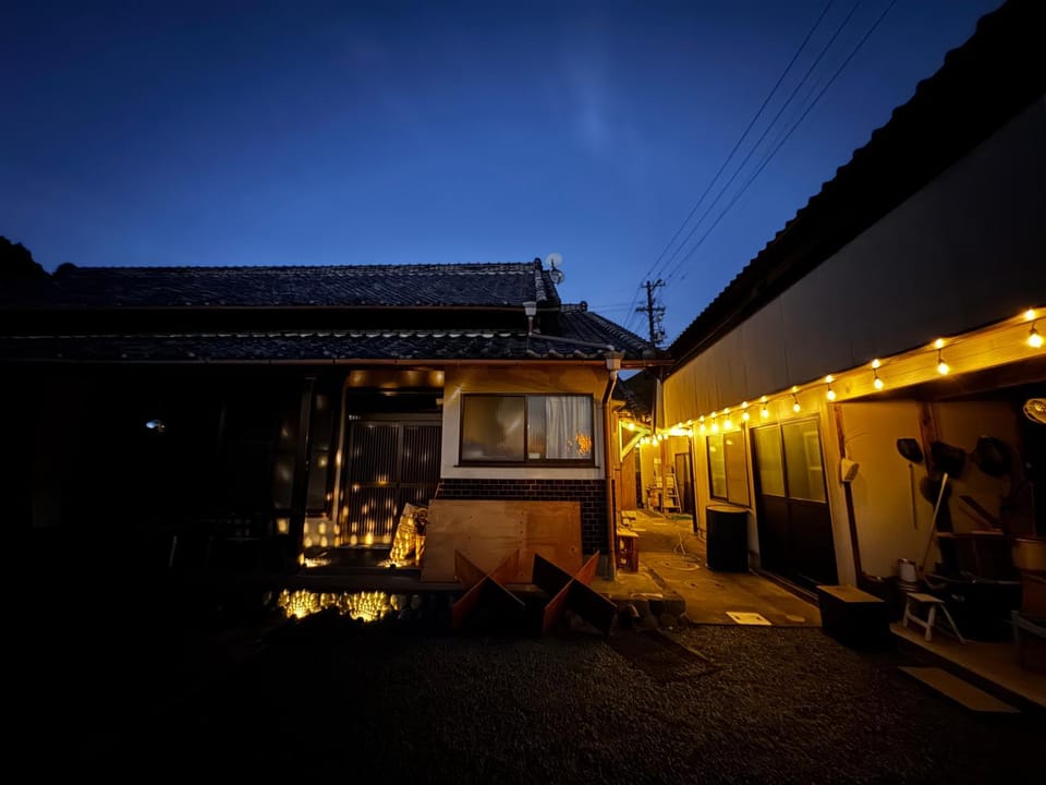 Property building, Night, Garden