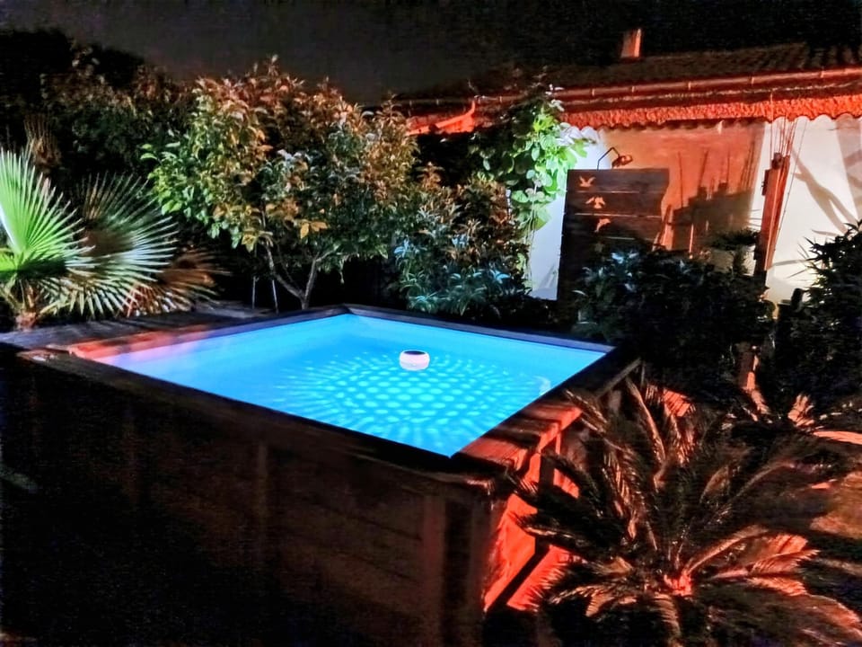 Night, Pool view, sunbed